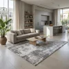 שטיח מודרני אבסטרקט 4G, Curated Artisanal Modern, Soft Mediterranean afternoon daylight, lifestyle props.