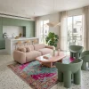שטיח וינטג' מדליון טורקיז ורוד 3147-01, Playful Luxury Modern, soft, natural Mediterranean afternoon daylight creating gen...